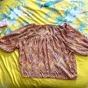 NY Collection multi colored blouse. Like new. Size L